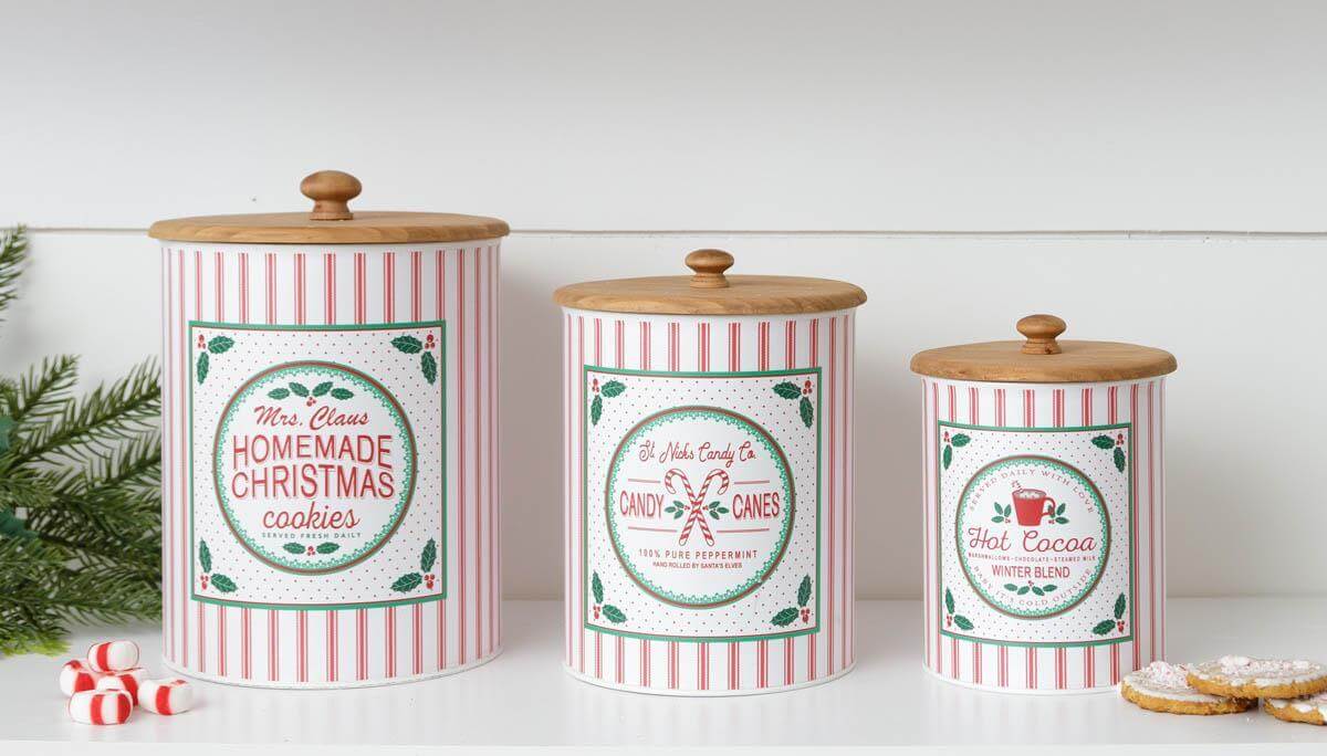 New Retro Vintage MRS. CLAUS CHRISTMAS COOKIE JAR TIN Baking Container  Canisters