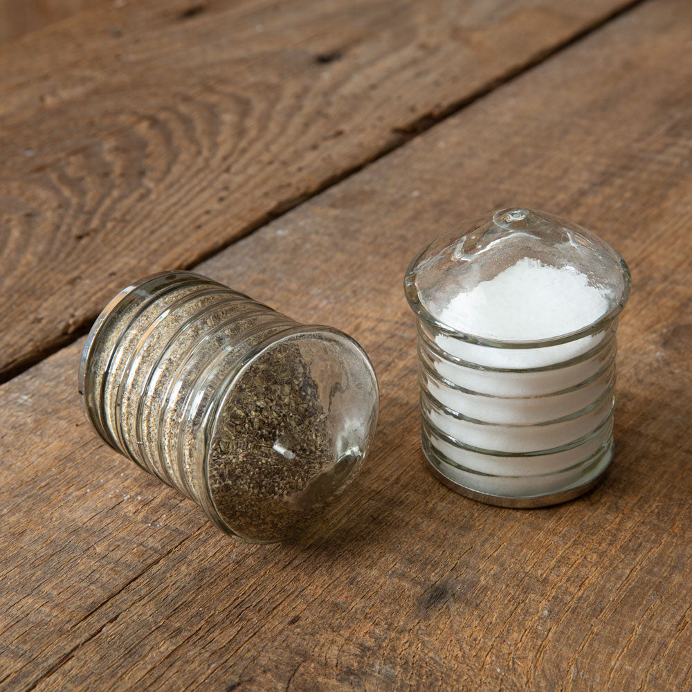 Black and White Botanical Salt and Pepper Shakers | Vintage Crossroads