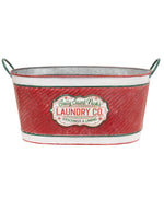 Jolly Saint Nick's Laundry Co. Oval Metal Bucket