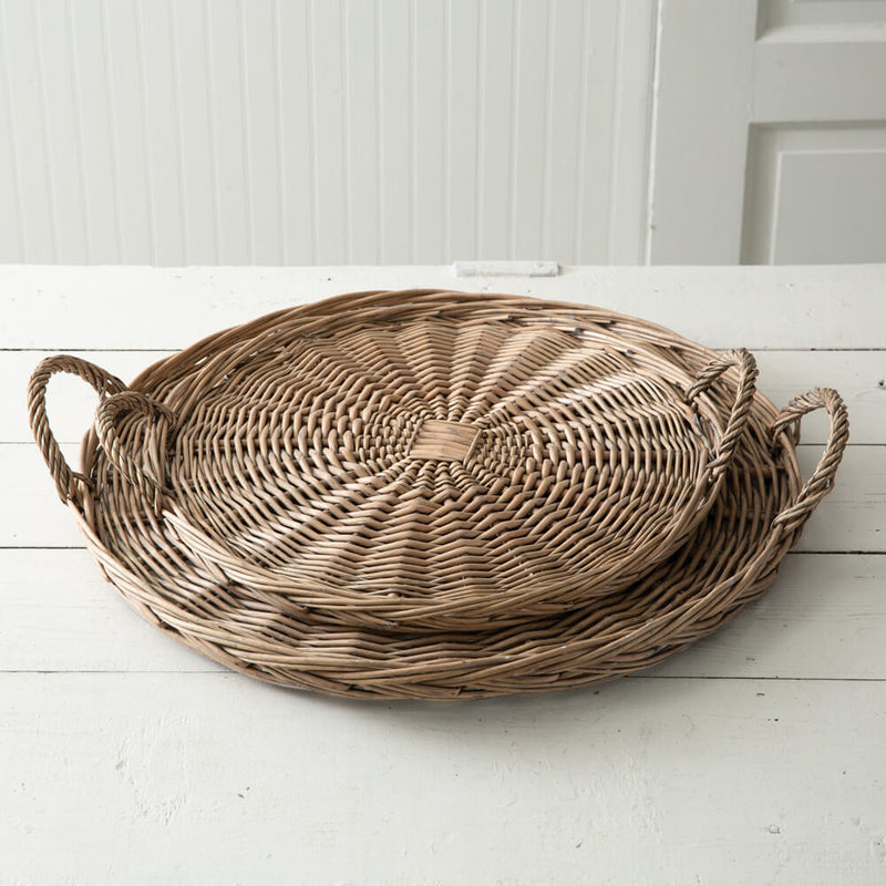 Large Round Wicker Trays