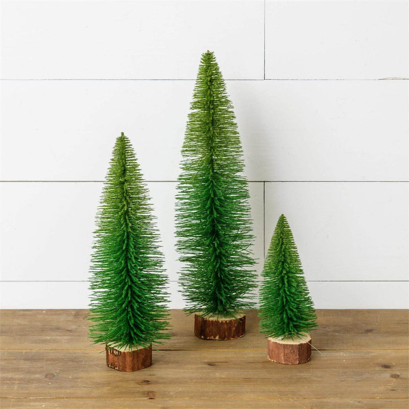 Soft Touch Green Bottle Brush Tree Set