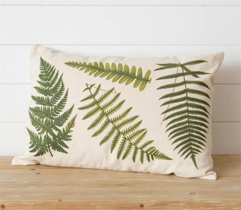 Embroidered Fern Pillow