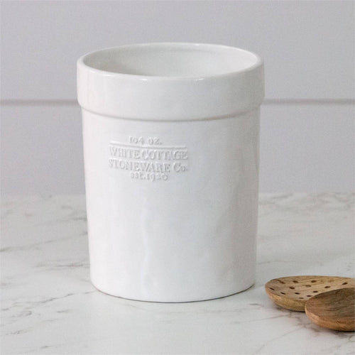 White Cottage Ceramic Utensil Crock