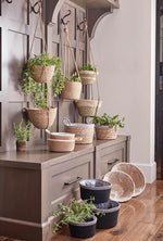 Two Tone Double Basket Hanging Seagrass Planter