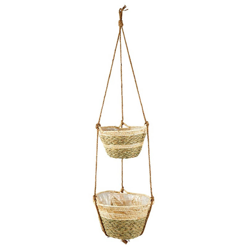 Two Tone Double Basket Hanging Seagrass Planter