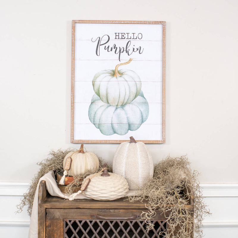 Hello Pumpkin Distressed Wood Sign