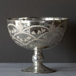 Etched Mercury Glass Compote