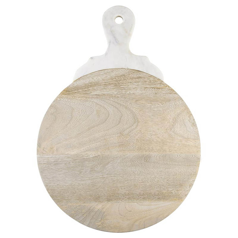 Carved Marble Handle Wood Serving Board