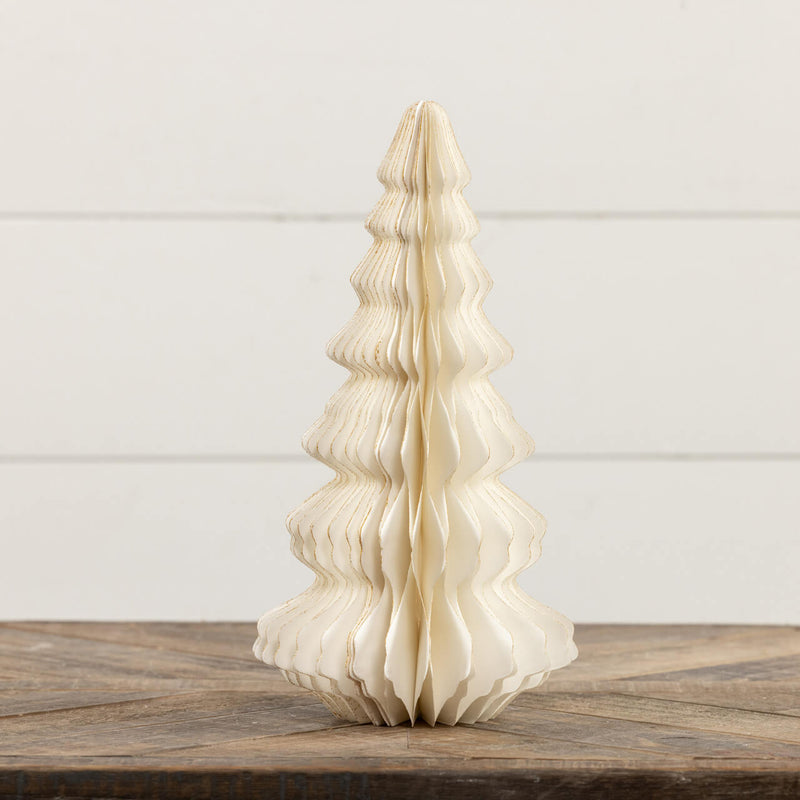 Gold Trimmed Ivory Paper Tree