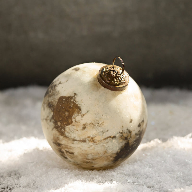 Brown Marble Pattern Mercury Glass Ball Ornament