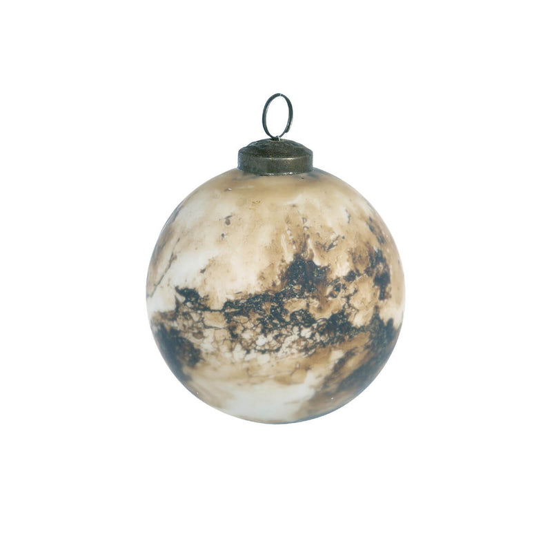 Brown Marble Pattern Mercury Glass Ball Ornament