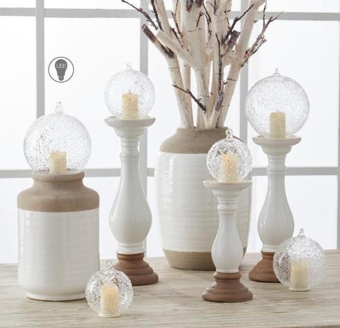 Textured Glass Candle Ball Ornament