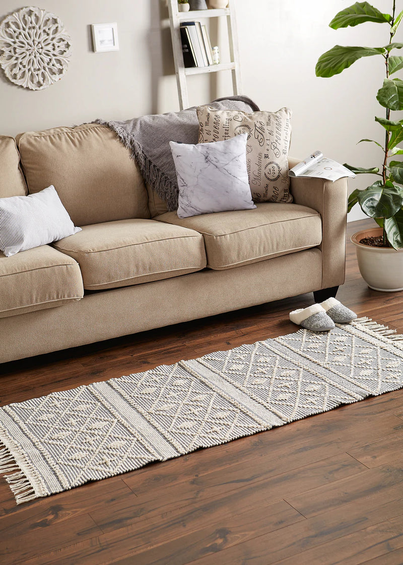 Diamond Textured Hand-Loomed Rug Welcome Home By DII