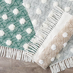 Diamond Printed Off-White Hand-Loomed Shag Rug Welcome Home By DII