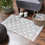 Diamond Printed Off-White Hand-Loomed Shag Rug Welcome Home By DII