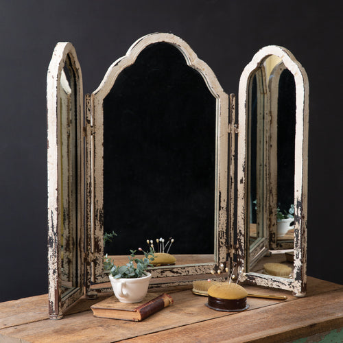 Rustic Tri-Fold Tabletop Mirror Ctw Home