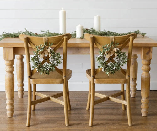 Frosted Mistletoe With Burlap Bow Mini Wreath Audrey's