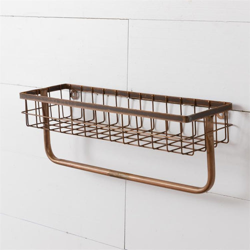 Copper Wall Basket With Towel Bar Audrey's